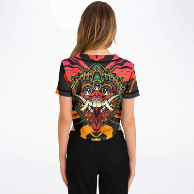 Balinese Mask Rave Cropped Baseball Jersey, [music festival clothing], [only clout], [onlyclout]