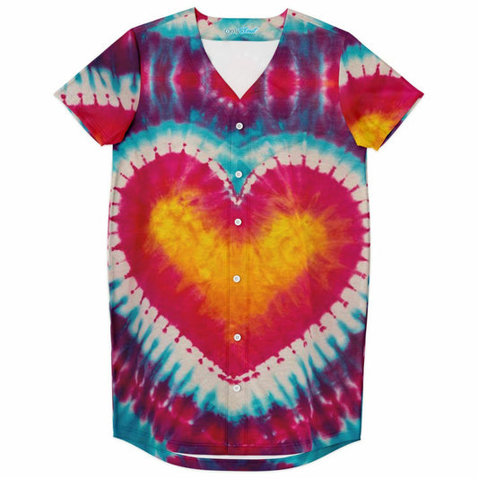 Tie-dye Heart Baseball Jersey Dress