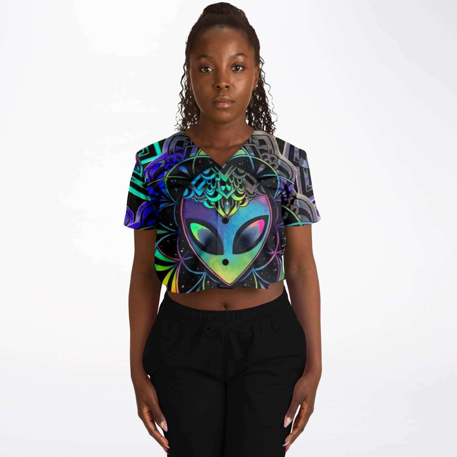  Alien Rave Cropped Baseball Jersey, [music festival clothing], [only clout], [onlyclout]