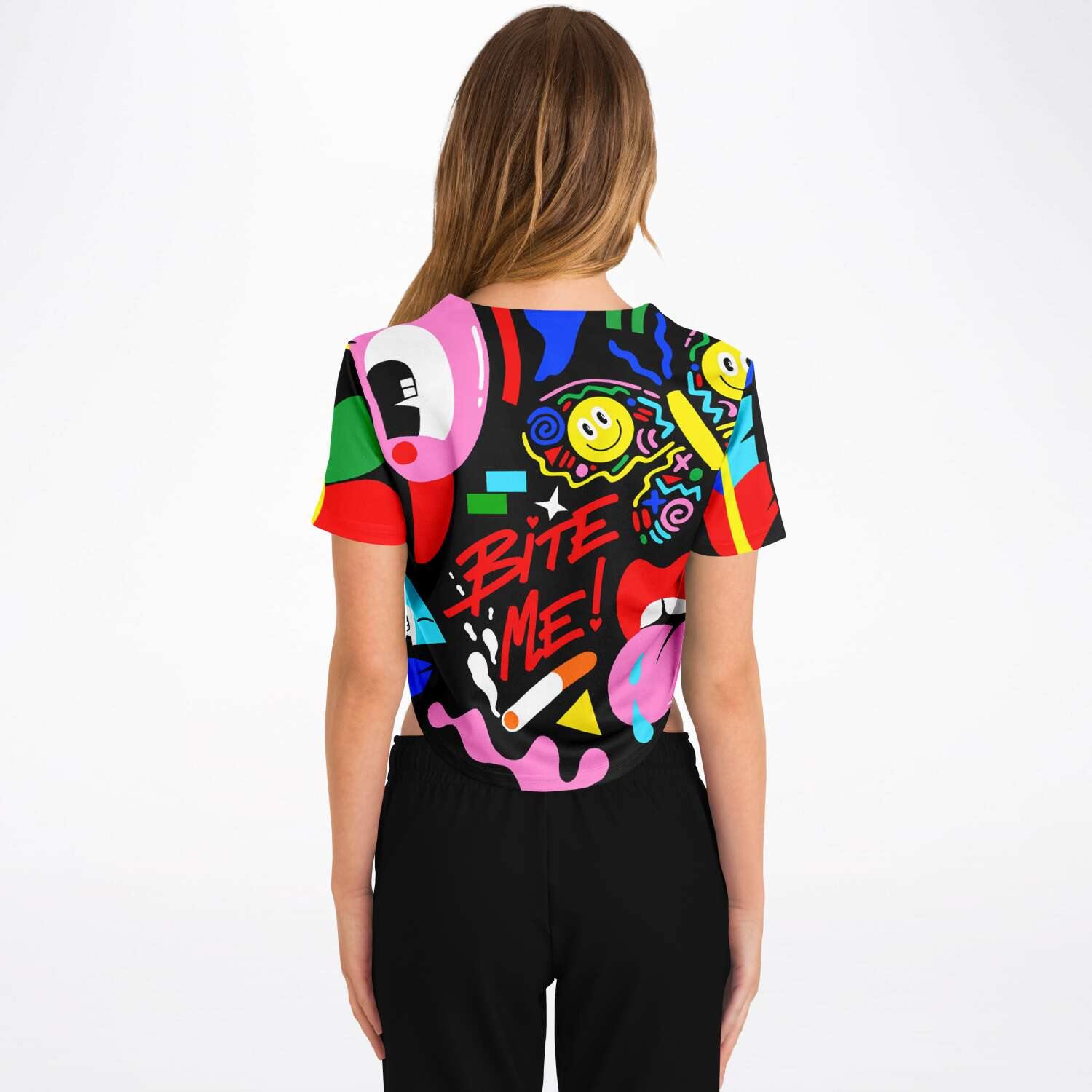  Bite Me Rave Cropped Baseball Jersey, [music festival clothing], [only clout], [onlyclout]