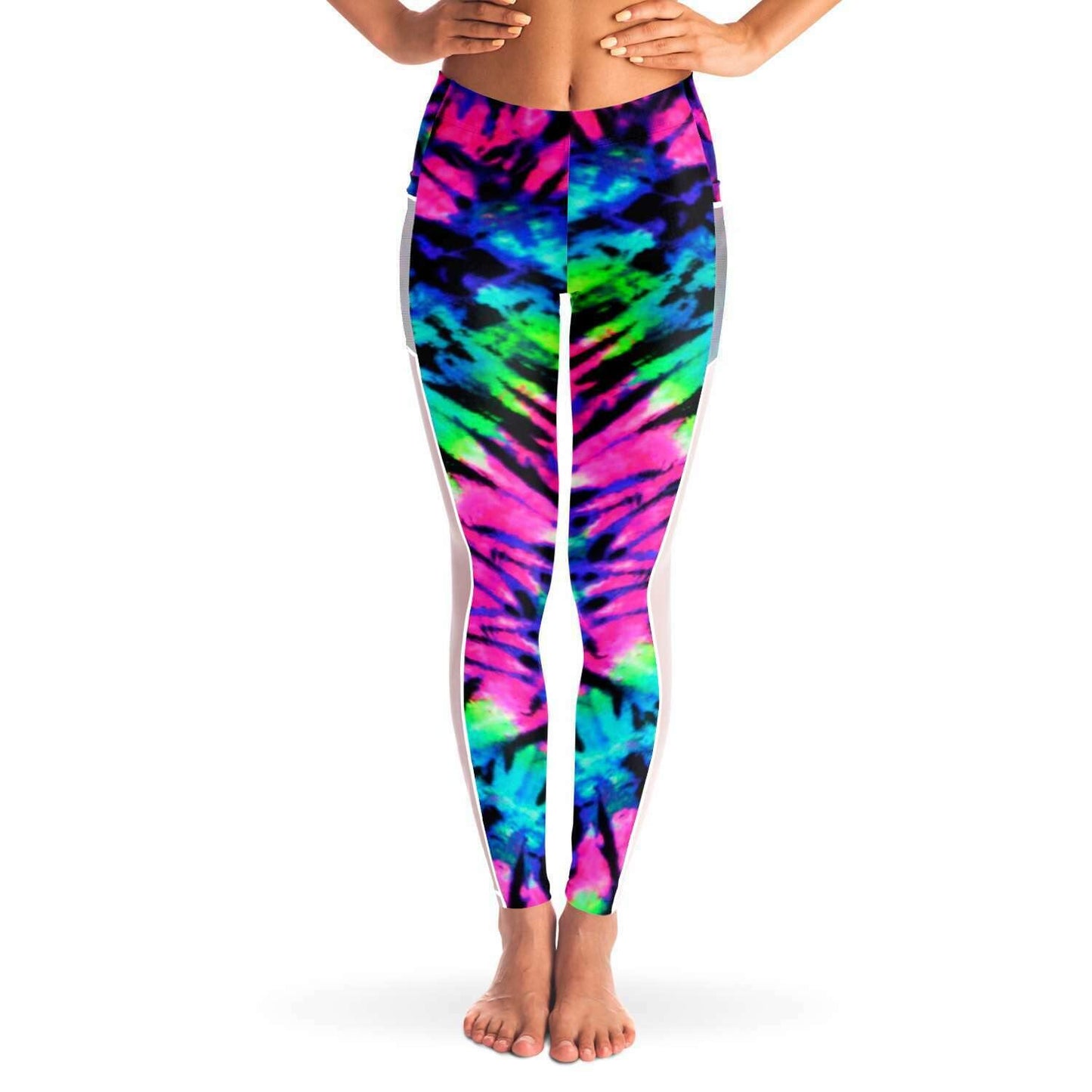 Neon Tie Dye Music Festival Poket Leggins - OnlyClout