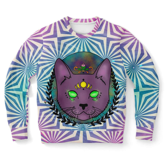  3rd Eye Cat Holographic Sweatshirt, [music festival clothing], [only clout], [onlyclout]