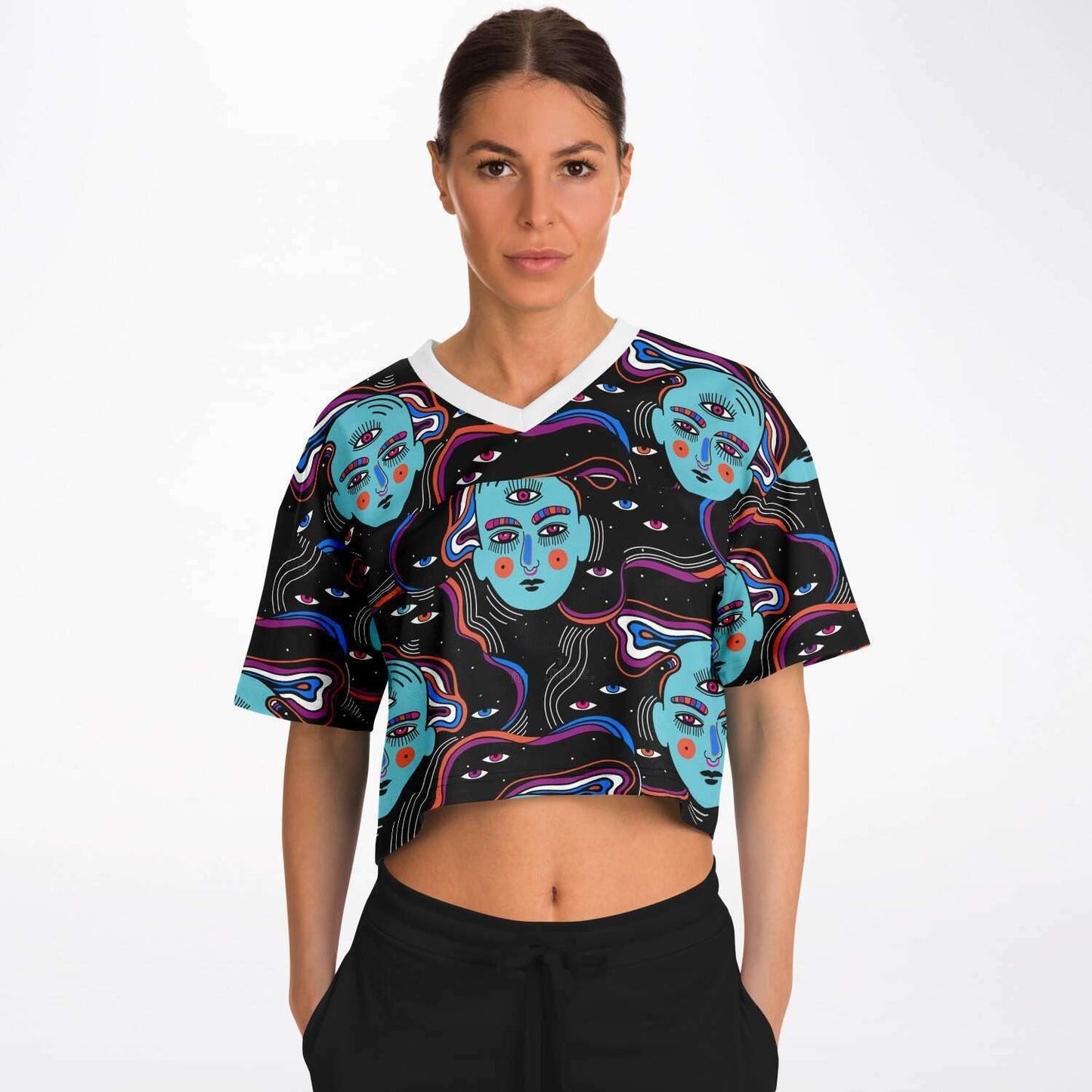  Third Eye Rave Cropped Football Jersey, [music festival clothing], [only clout], [onlyclout]