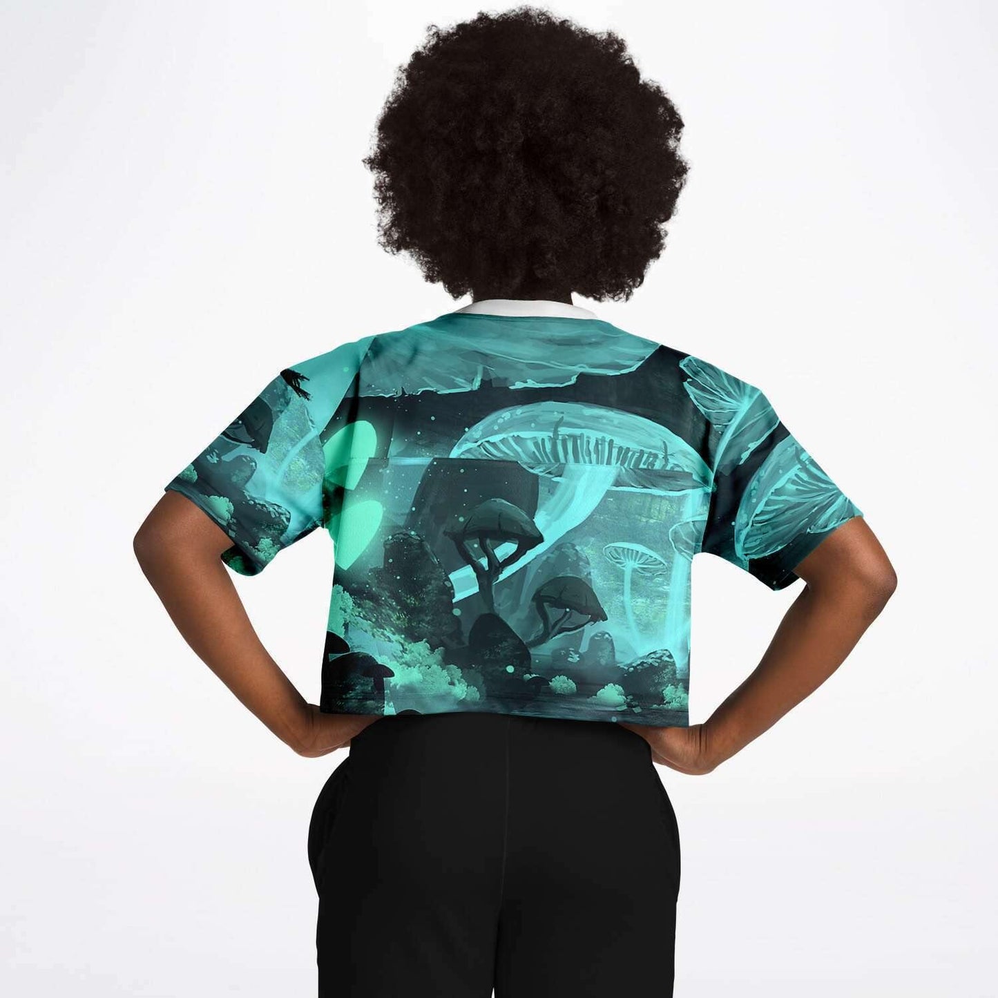  Glowing Mushroom Rave Cropped Football Jersey, [music festival clothing], [only clout], [onlyclout]