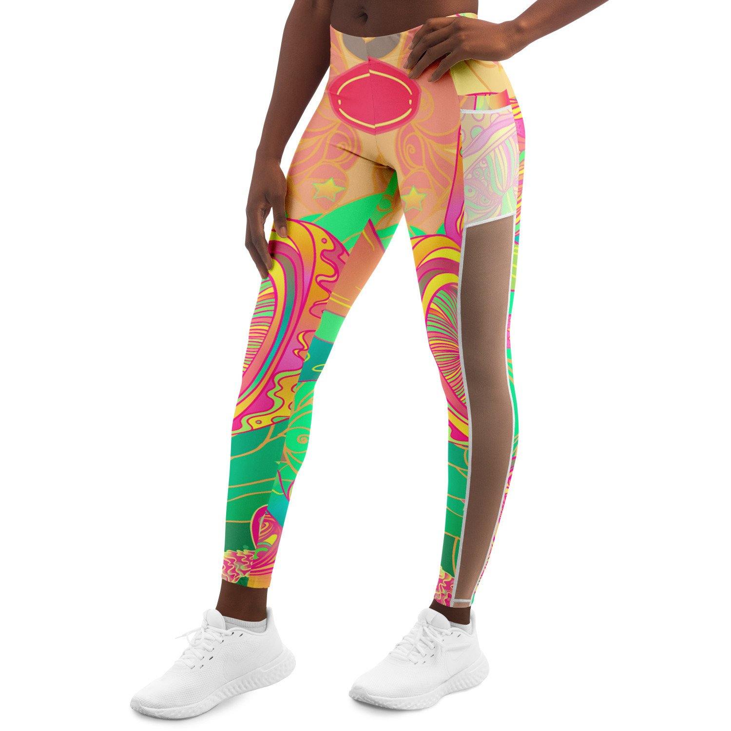 Mushroom Love Music Festival Pocket Leggins - OnlyClout