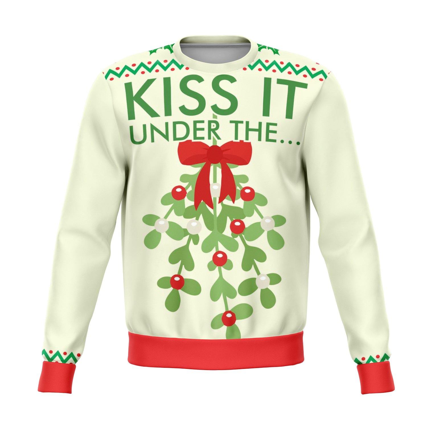 Kiss It under the mistletoe funny ugly Christmas sweater - OnlyClout