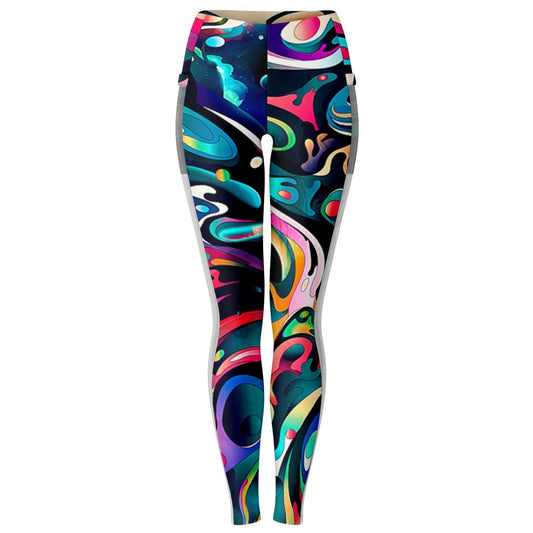 Trippy Fluid Music Festival Pocket Leggins - OnlyClout