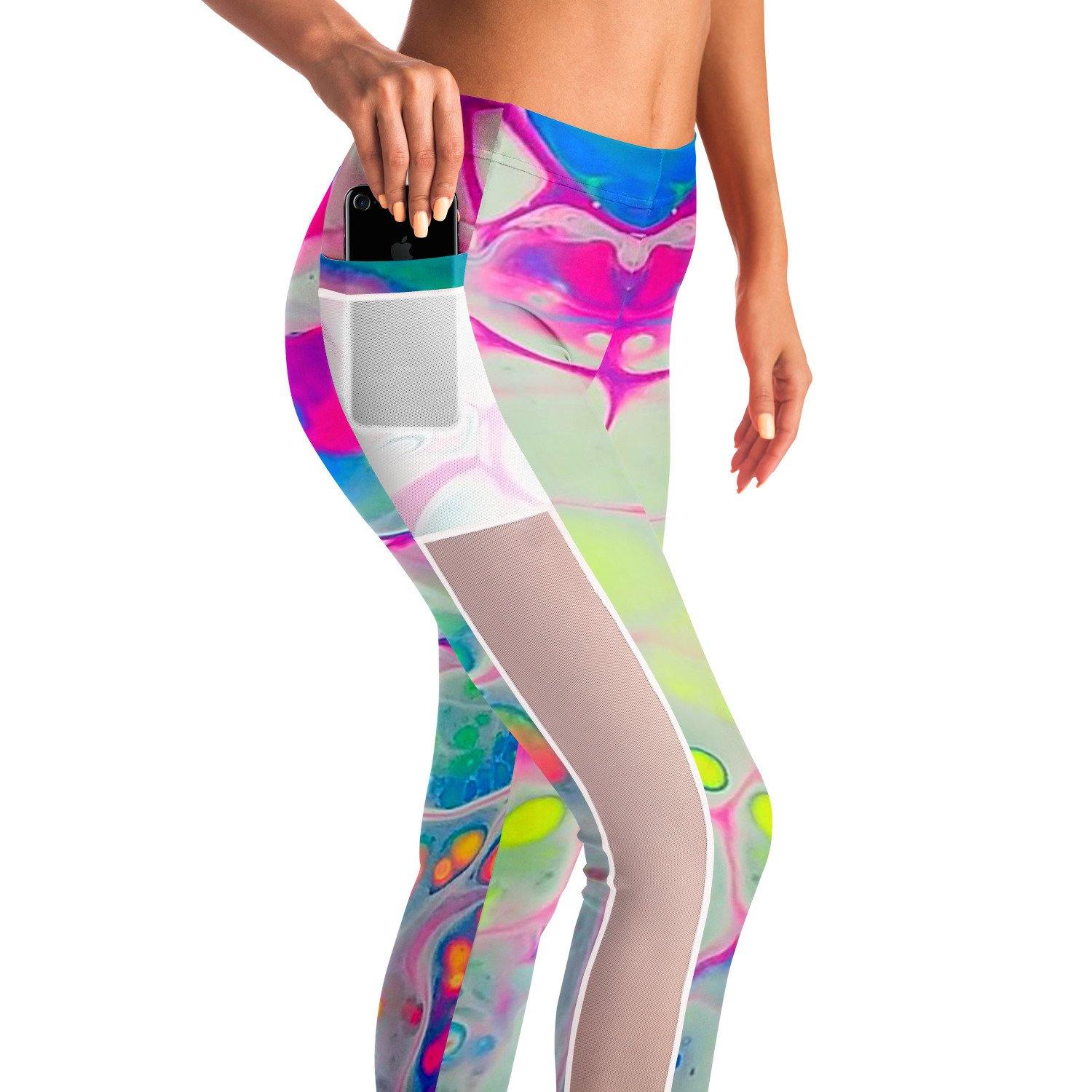 Neon Bubbles Music Festival Pocket Leggins - OnlyClout