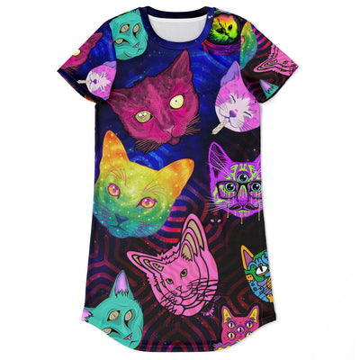 Trippy Kitty T-Shirt Dress