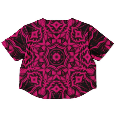 Pink Mandala Rave Cropped Baseball Jersey, [music festival clothing], [only clout], [onlyclout]