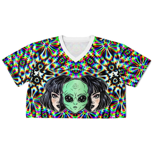  Yes I am Alien Rave Cropped Football Jersey, [music festival clothing], [only clout], [onlyclout]