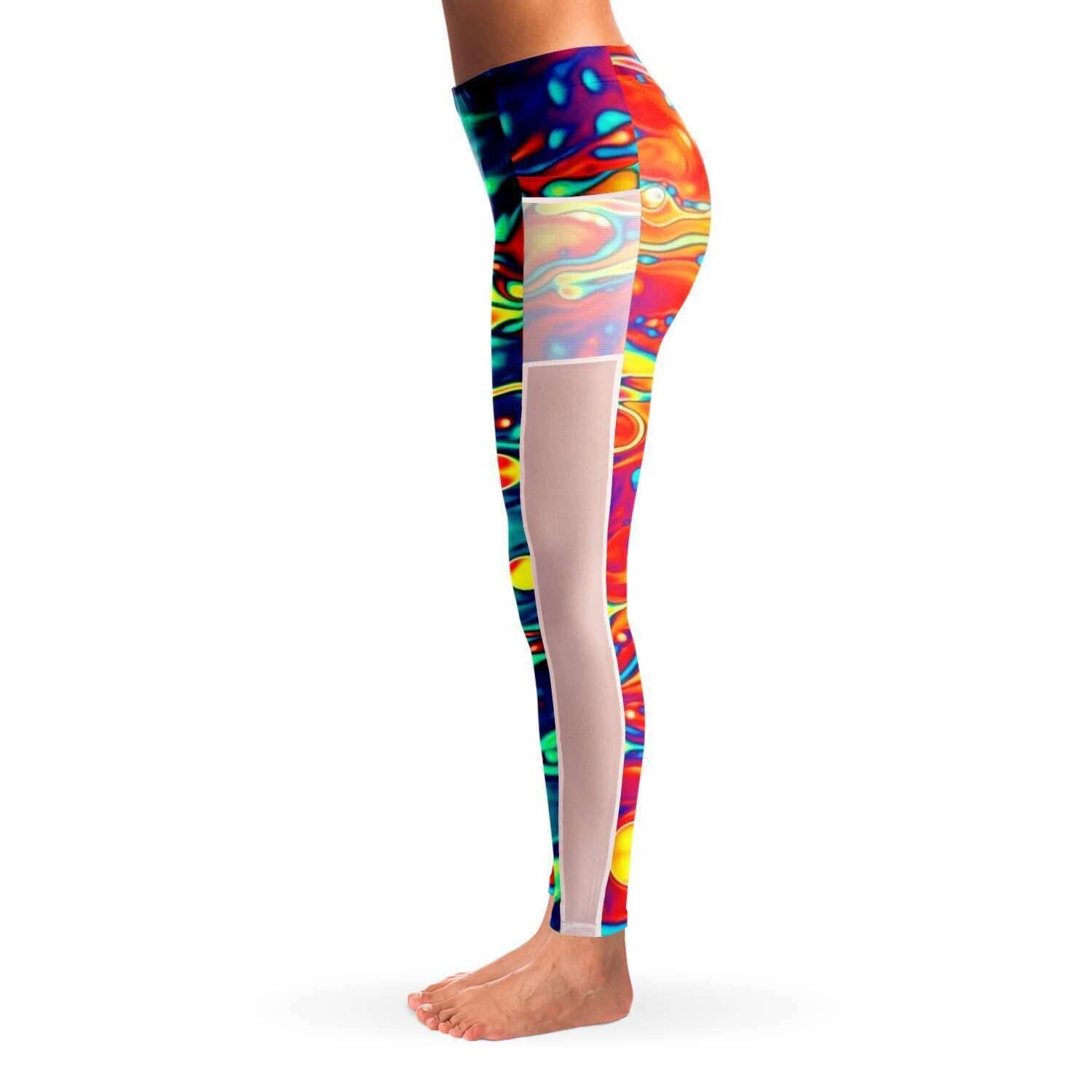 Trippy Oil Aura Music Festival Pocket Leggins - OnlyClout