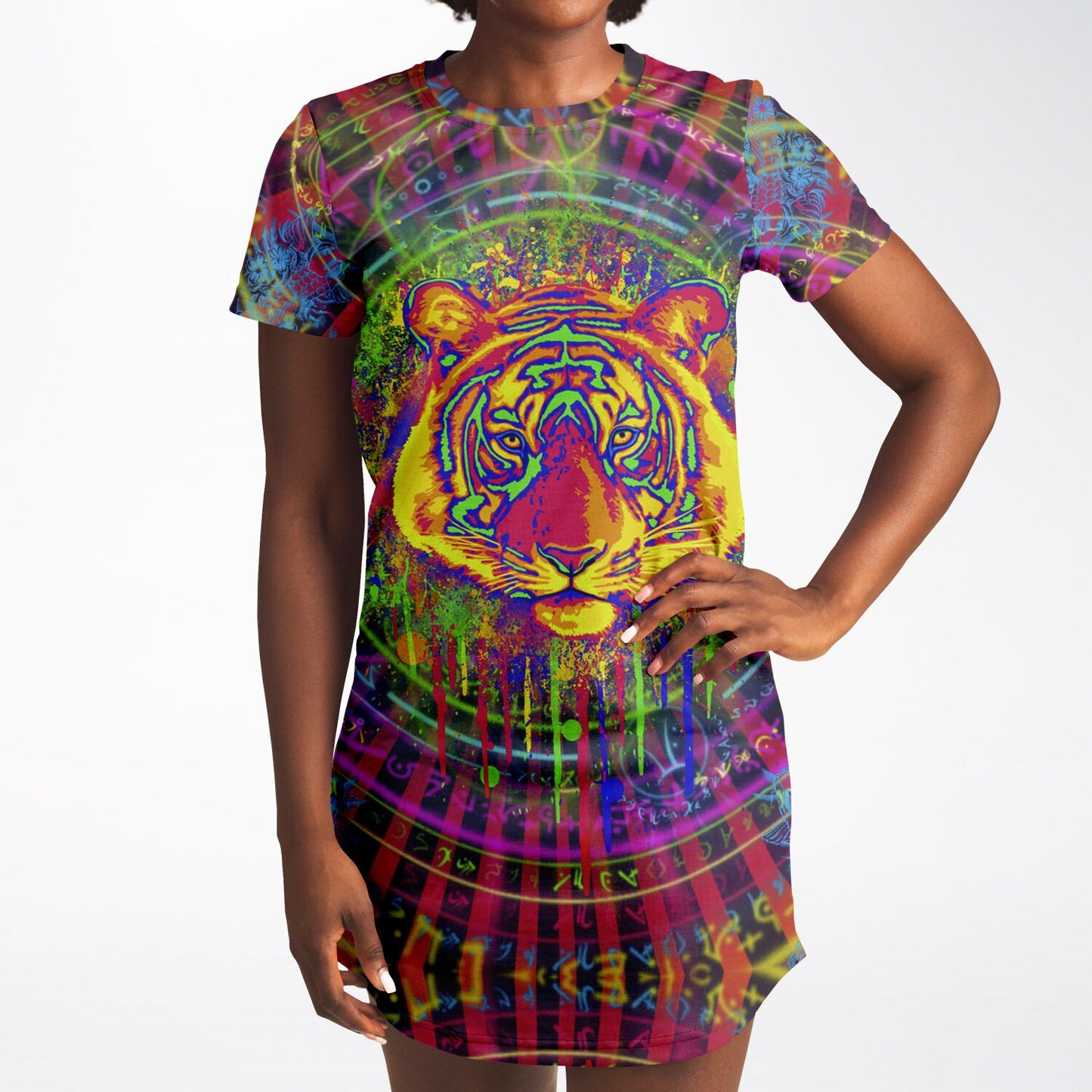 Psychedelic Tiger T-Shirt Dress