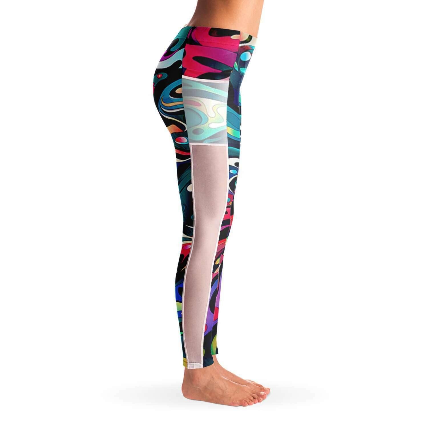 Trippy Fluid Music Festival Pocket Leggins - OnlyClout