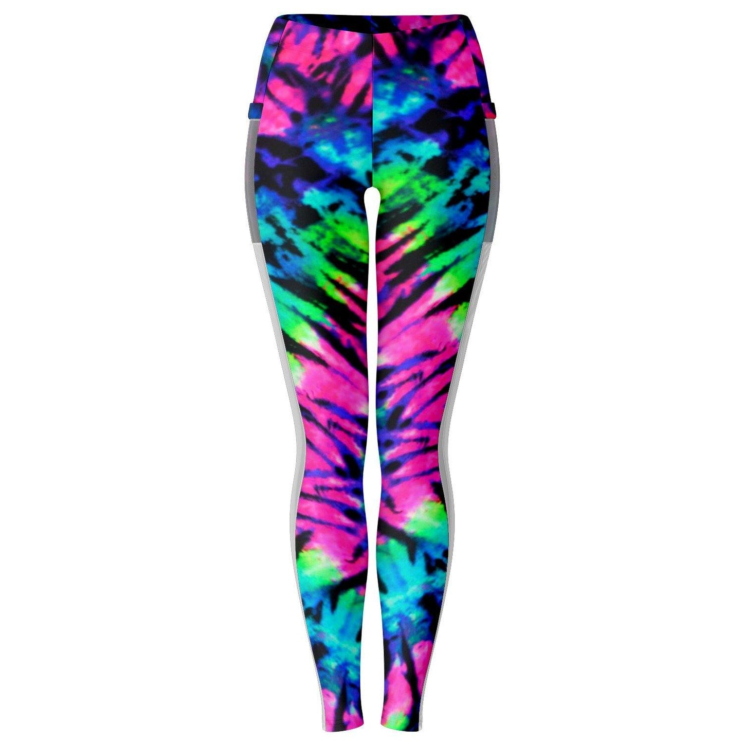 Neon Tie Dye Music Festival Poket Leggins - OnlyClout