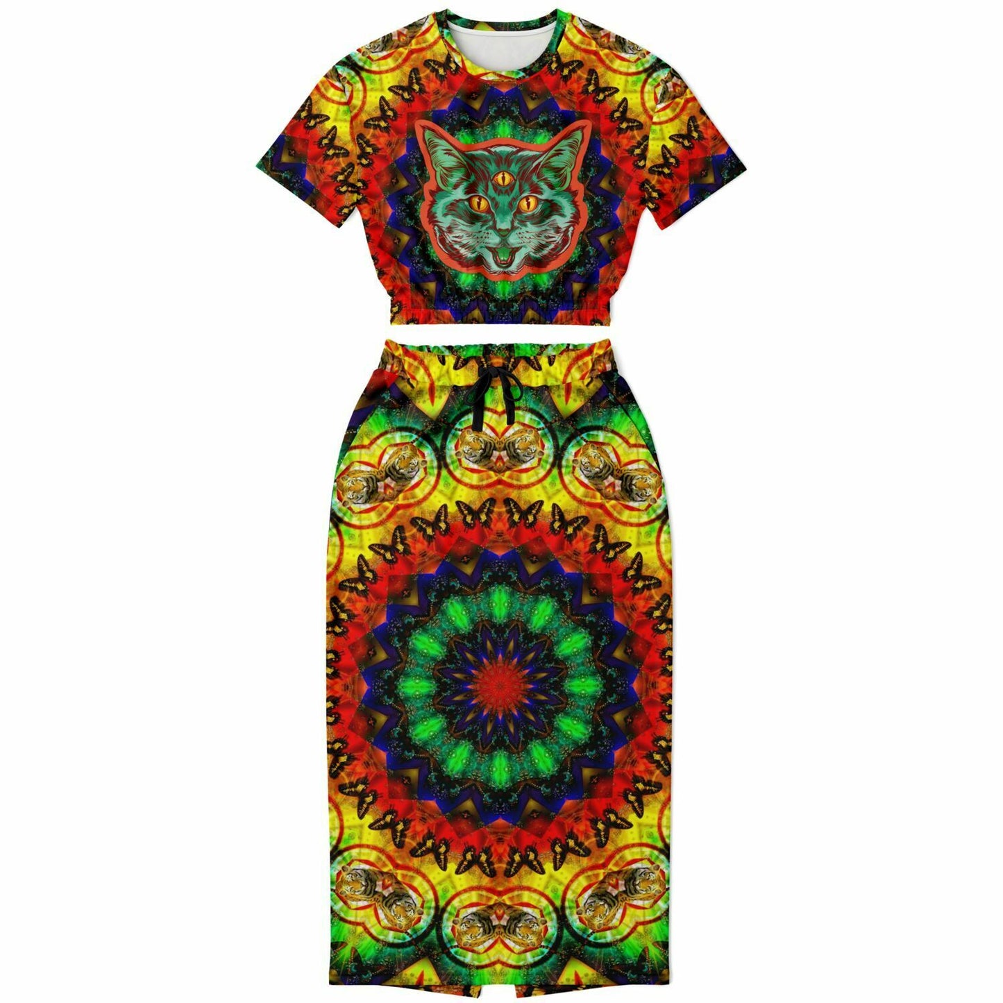 Mandala Cat Womens Full Festival Body Outfit