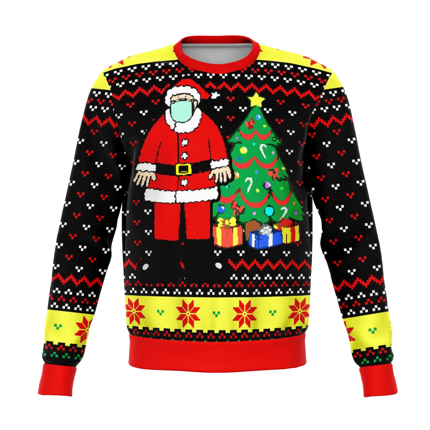 Santa Face Mask Cringe Ugly Christmas Sweater - OnlyClout