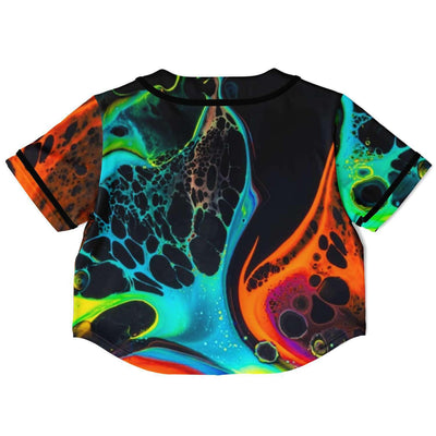 Moon Acid Rave Rave Cropped Baseball Jersey, [music festival clothing], [only clout], [onlyclout]