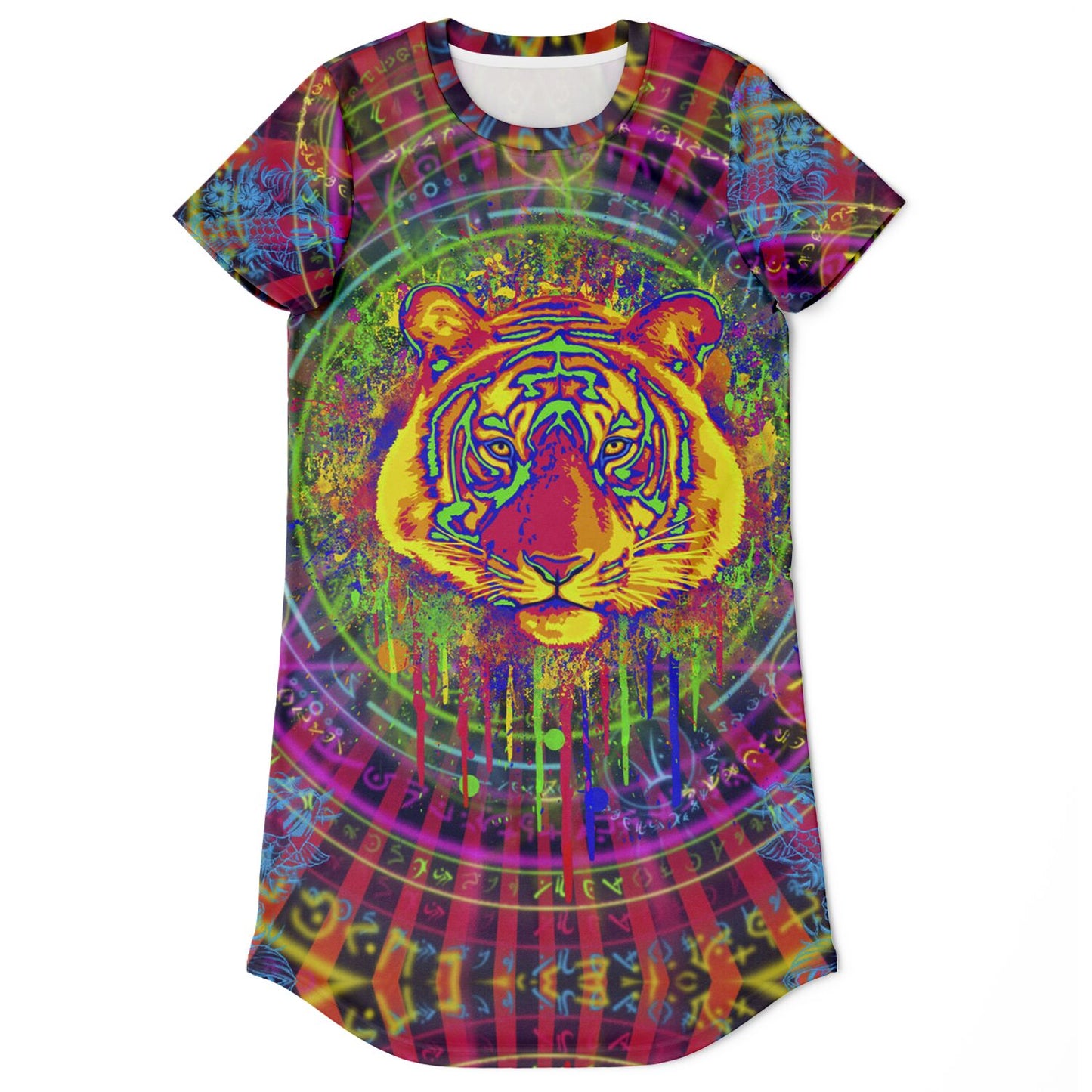 Psychedelic Tiger T-Shirt Dress