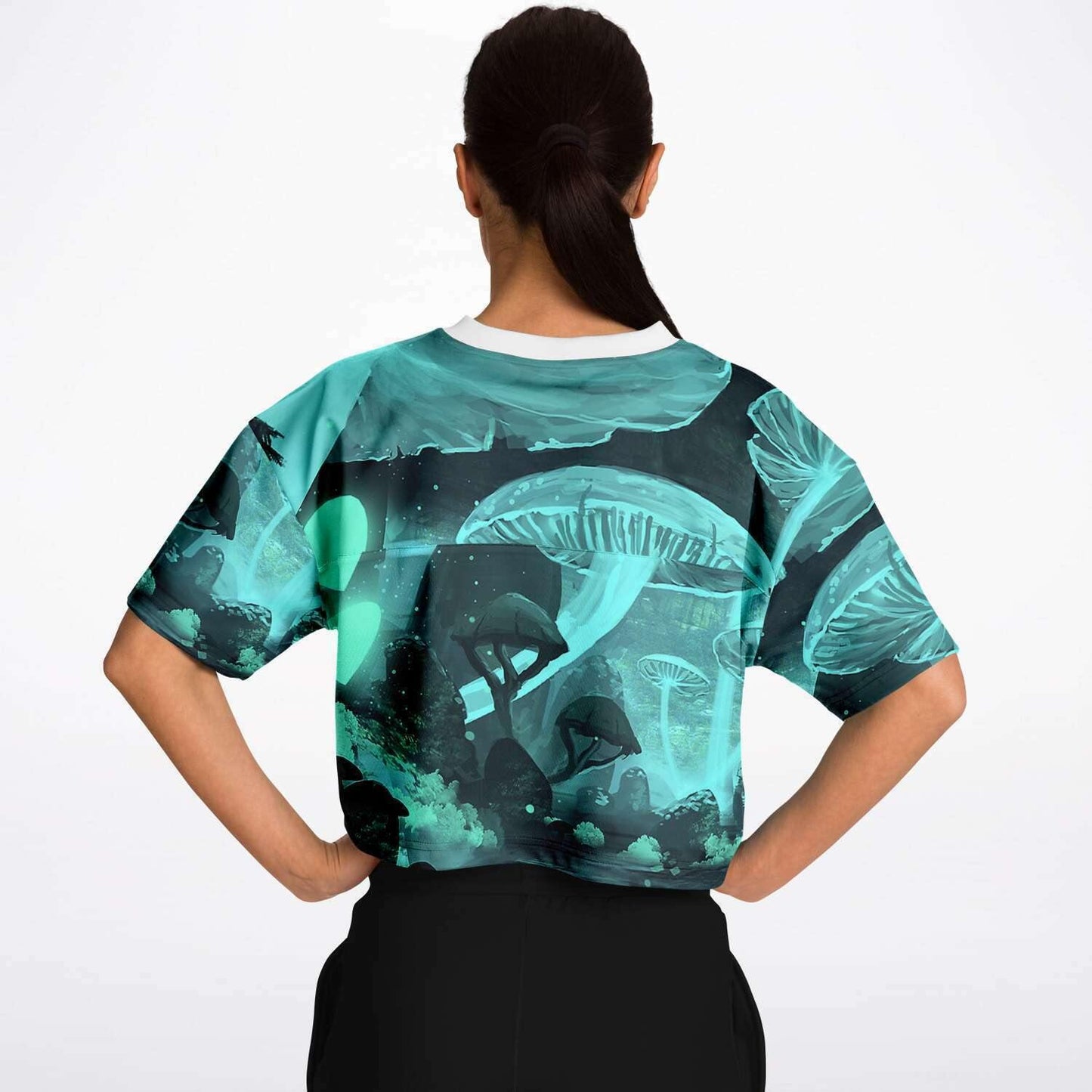  Glowing Mushroom Rave Cropped Football Jersey, [music festival clothing], [only clout], [onlyclout]