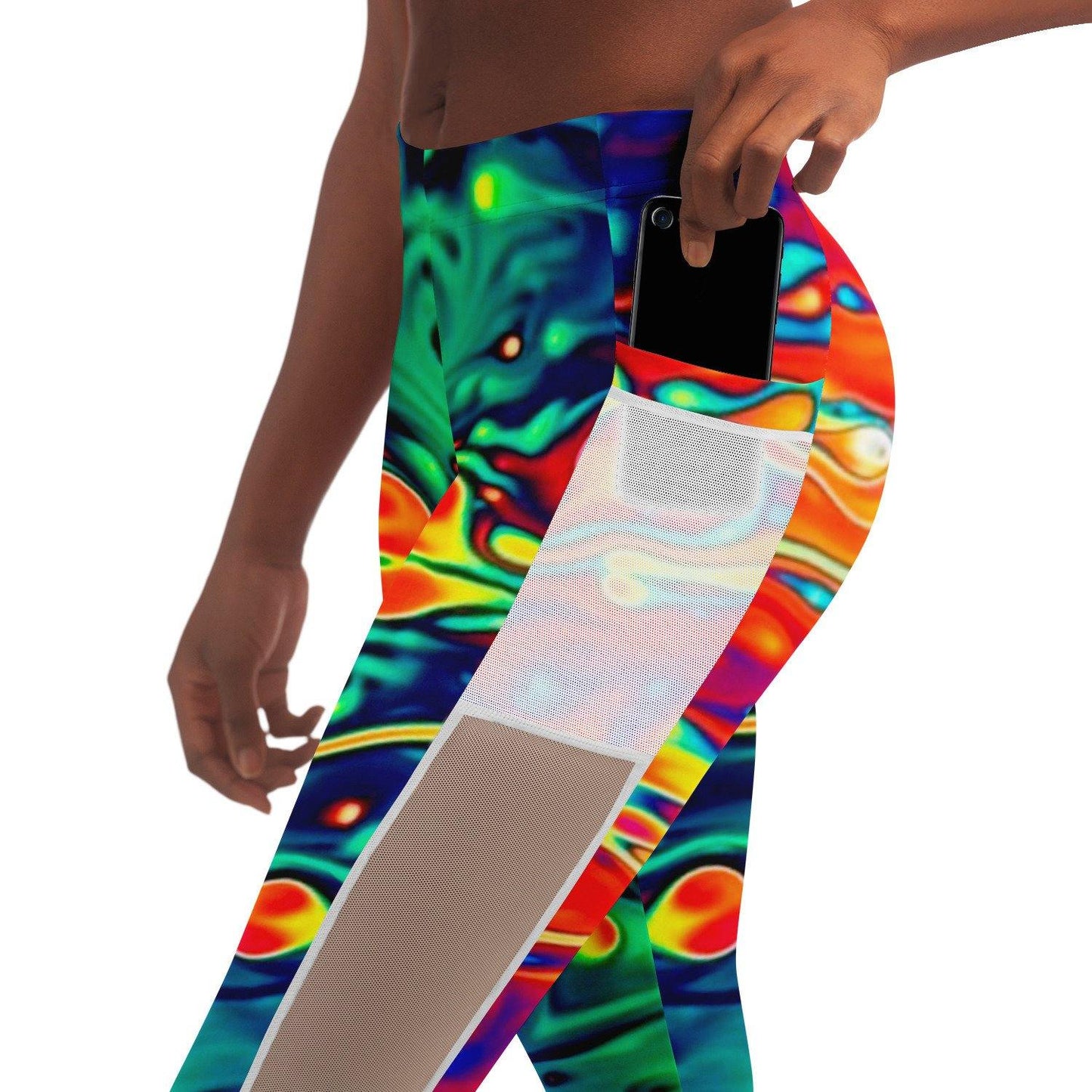 Trippy Oil Aura Music Festival Pocket Leggins - OnlyClout