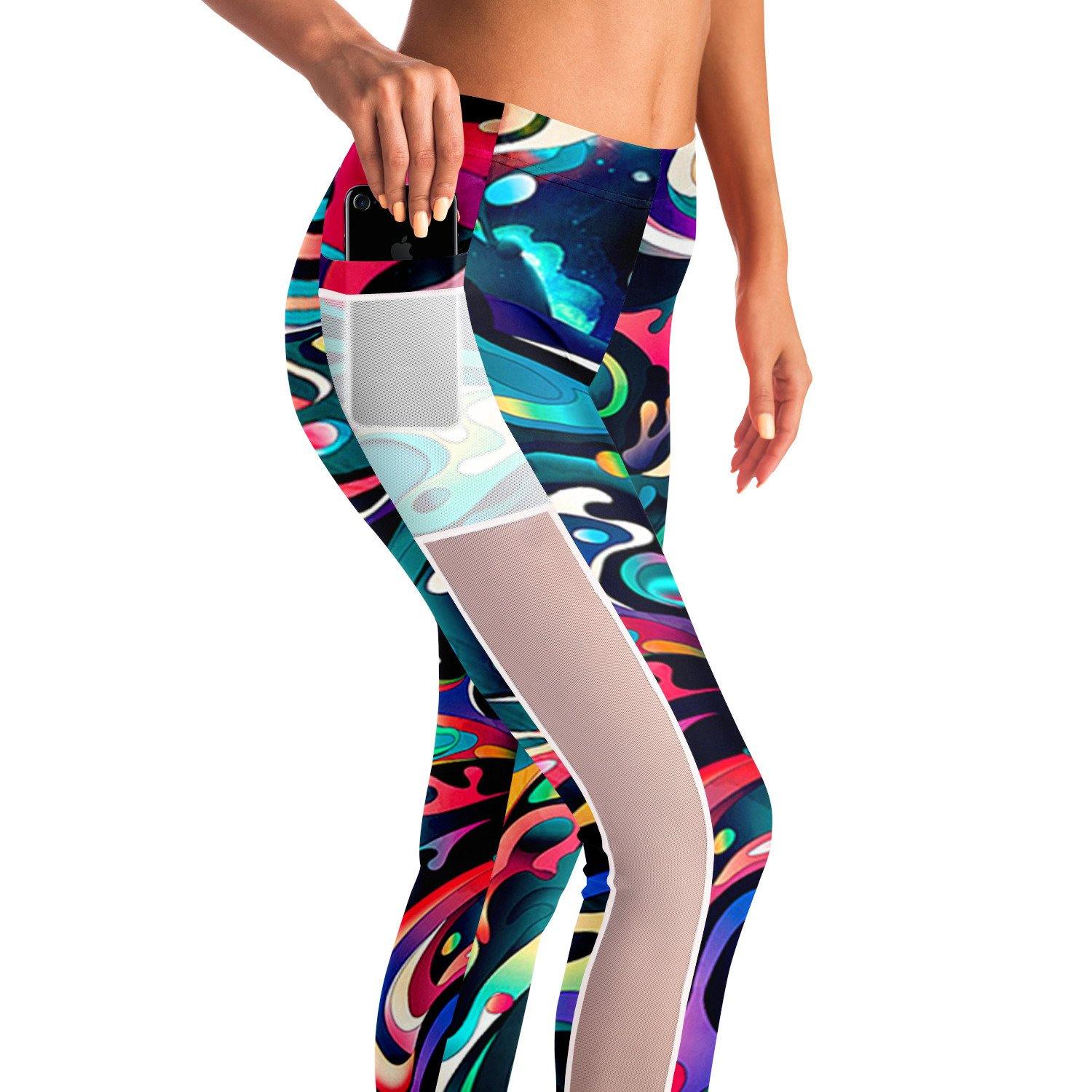 Trippy Fluid Music Festival Pocket Leggins - OnlyClout