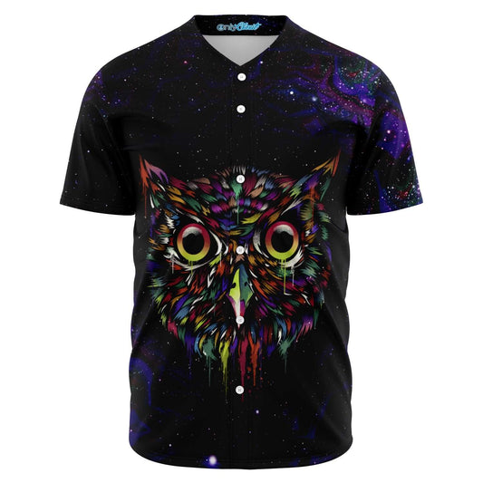 Space Trippy Owl Baseball Jersey - OnlyClout