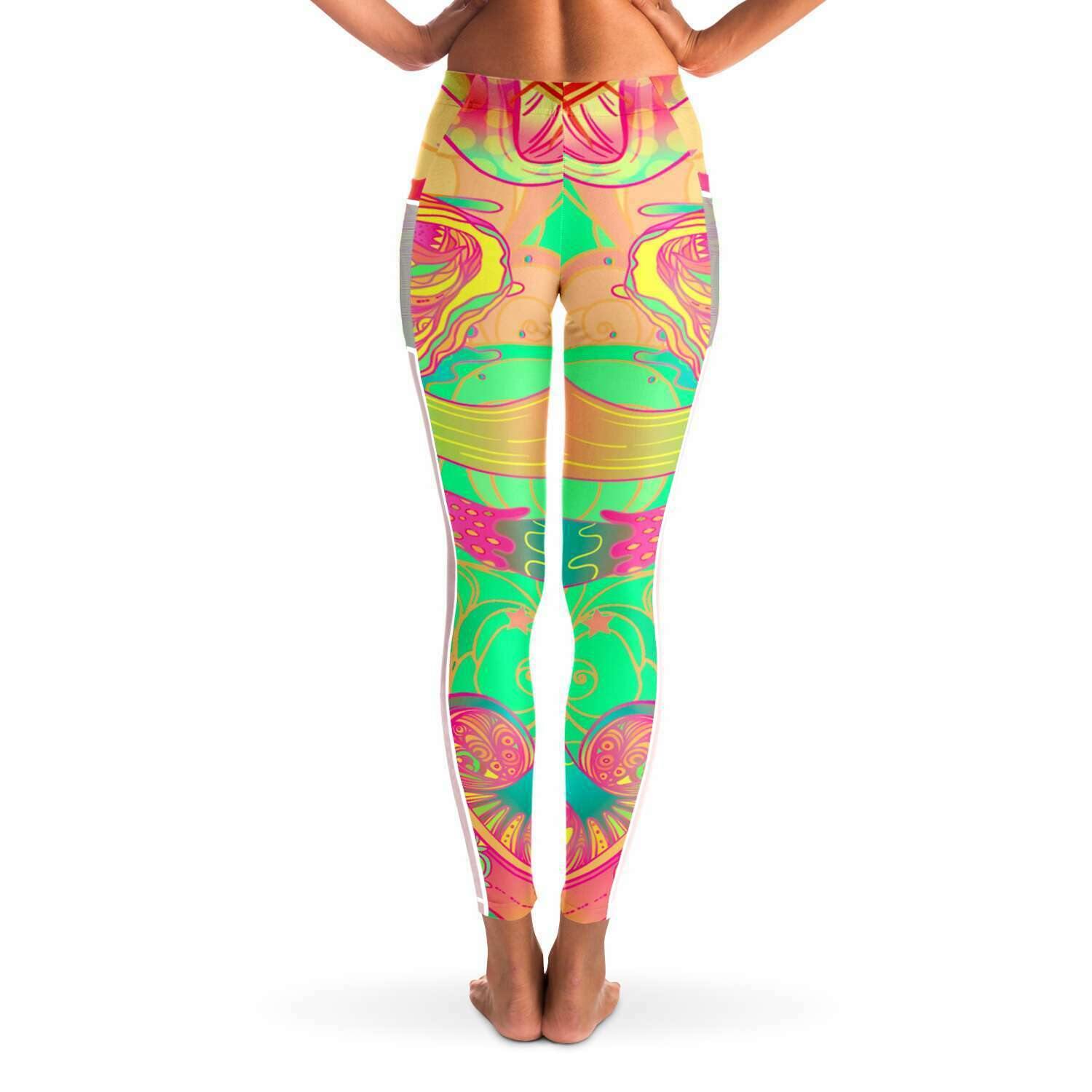 Mushroom Love Music Festival Pocket Leggins - OnlyClout