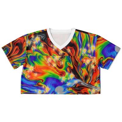 Bright Oil Rave Cropped Football Jersey, [music festival clothing], [only clout], [onlyclout]