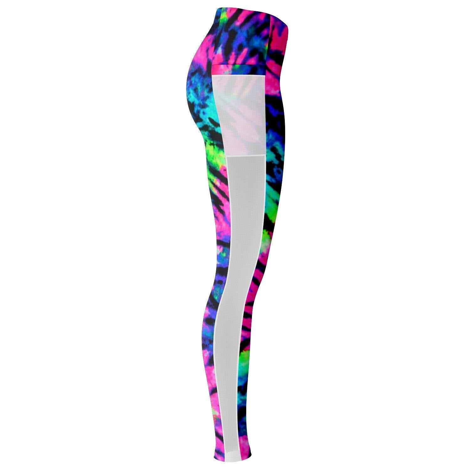 Neon Tie Dye Music Festival Poket Leggins - OnlyClout