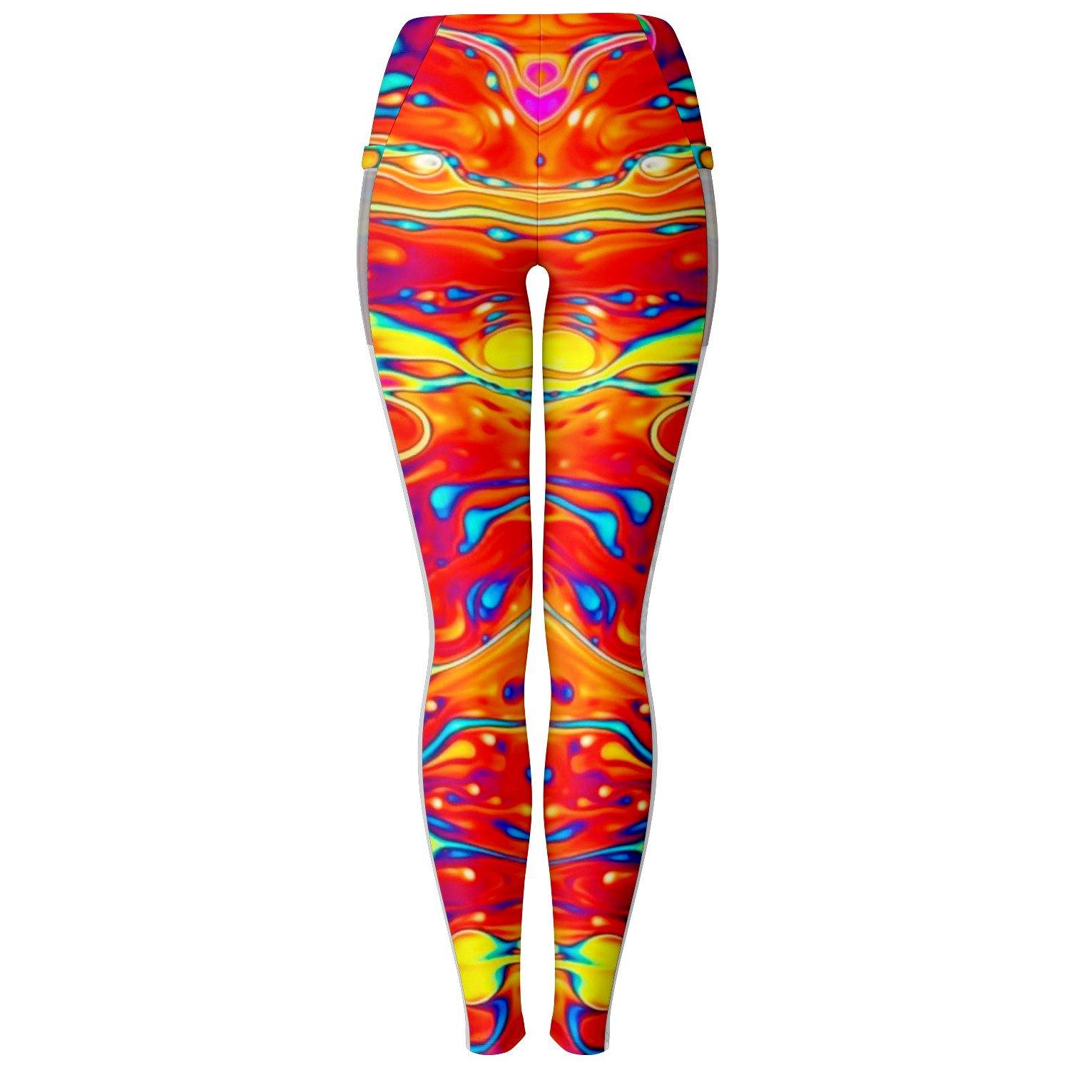 Trippy Oil Aura Music Festival Pocket Leggins - OnlyClout