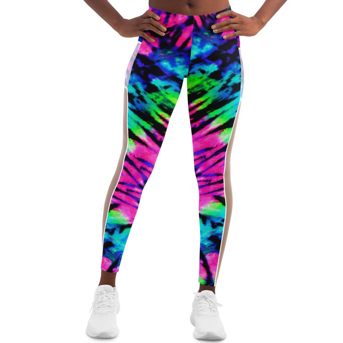 Neon Tie Dye Music Festival Poket Leggins - OnlyClout