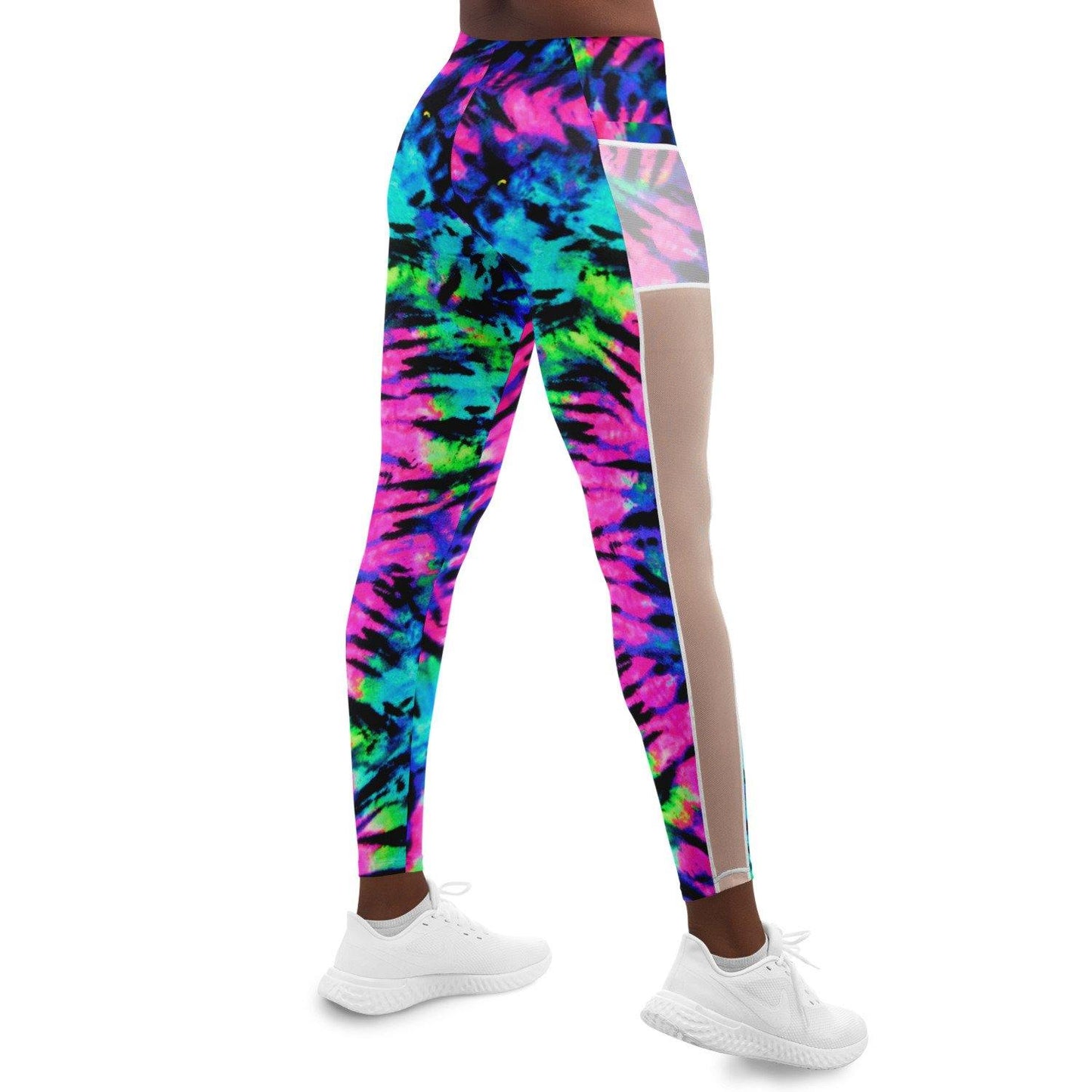 Neon Tie Dye Music Festival Poket Leggins - OnlyClout