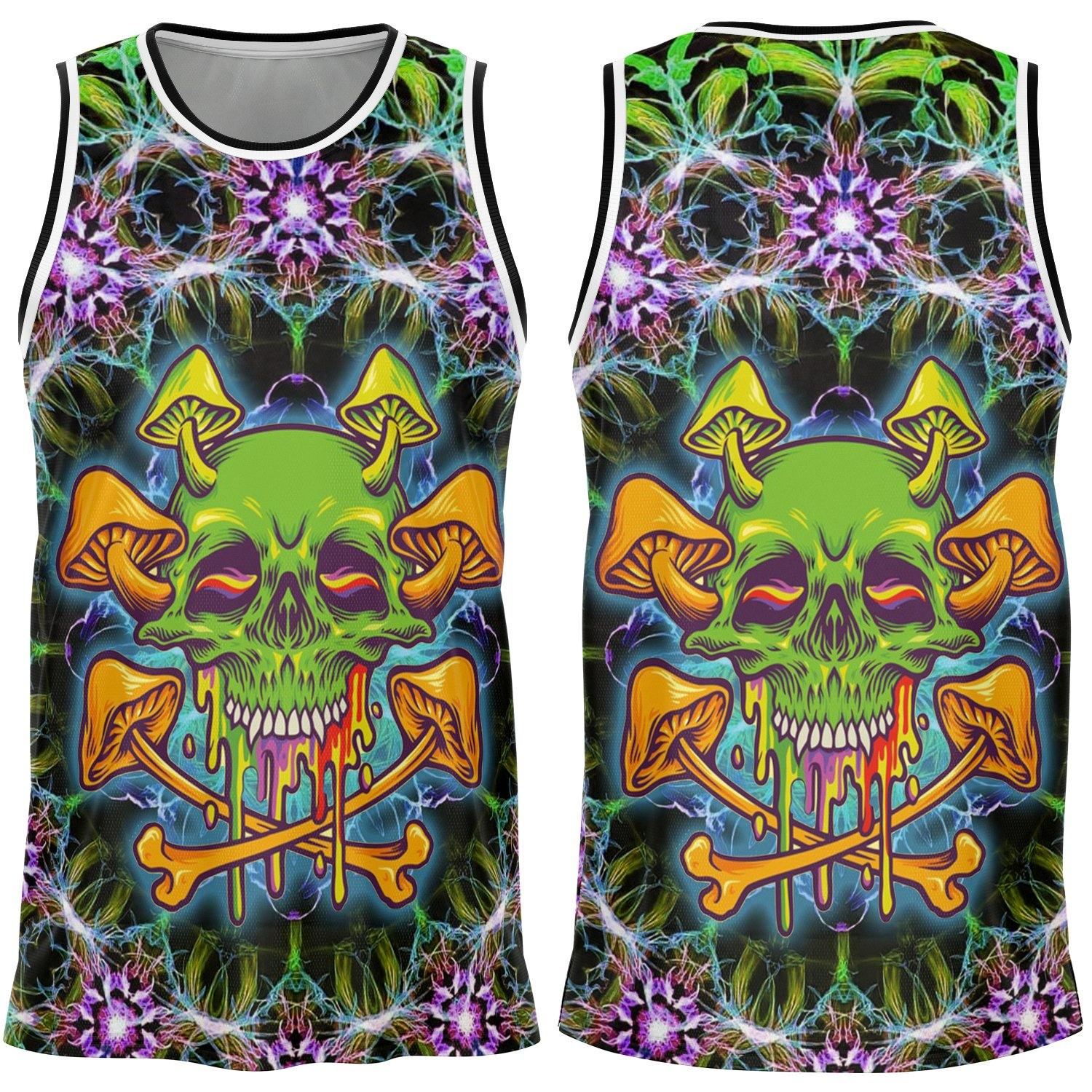 Sugar Skull Mushroom Basketball Jersey - OnlyClout