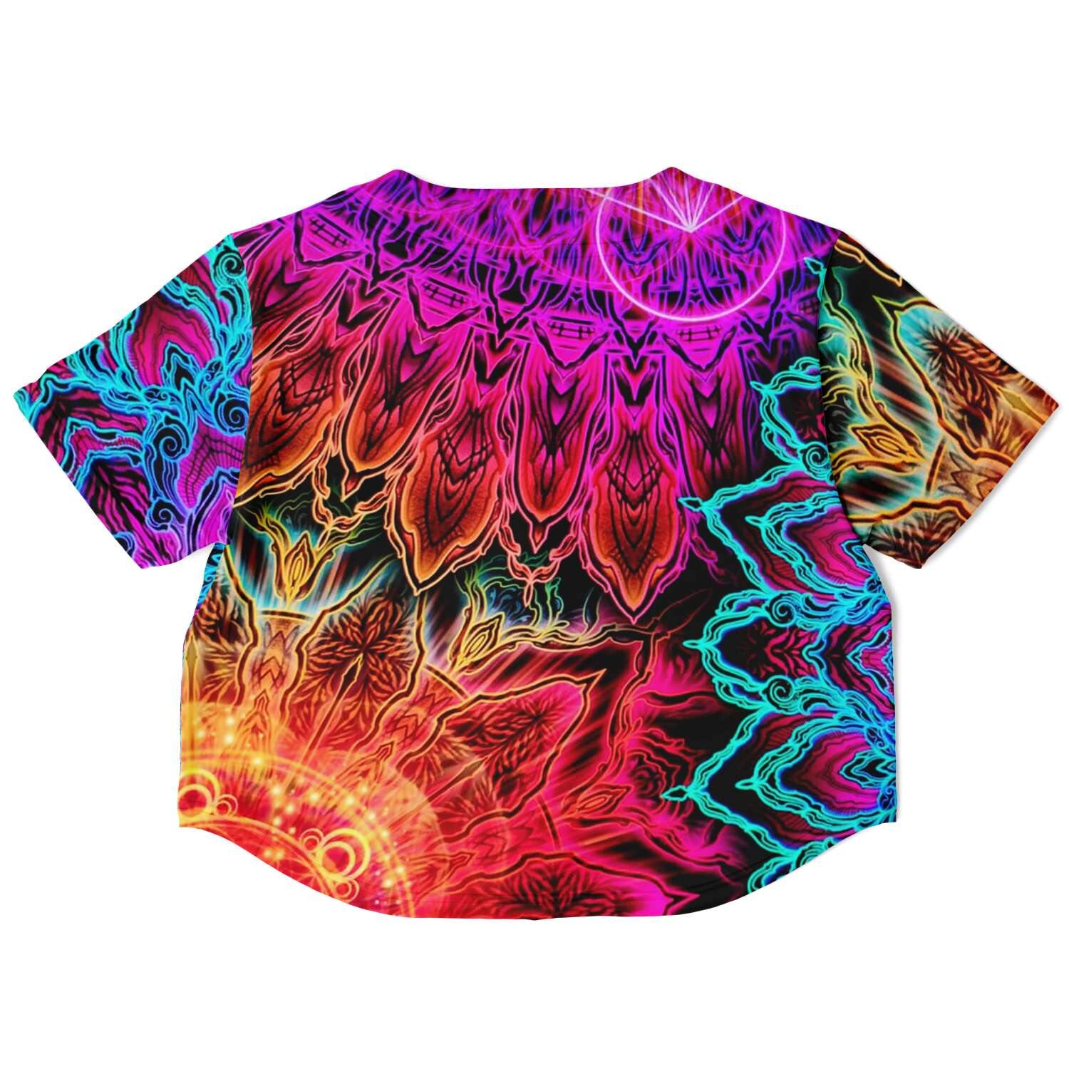  Color Mandala Rave Cropped Baseball Jersey, [music festival clothing], [only clout], [onlyclout]