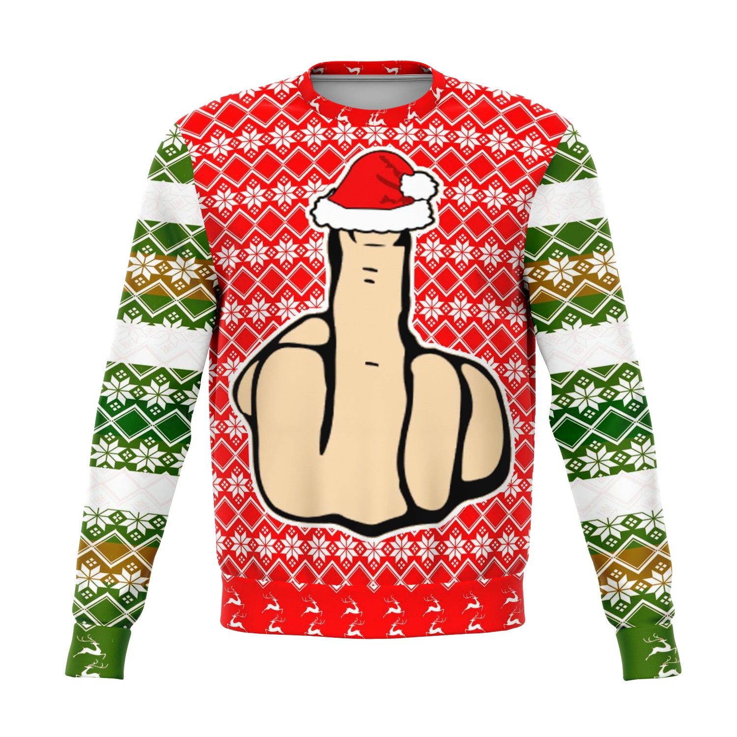 Middle Finger Offensive Ugly Christmas Sweater - OnlyClout