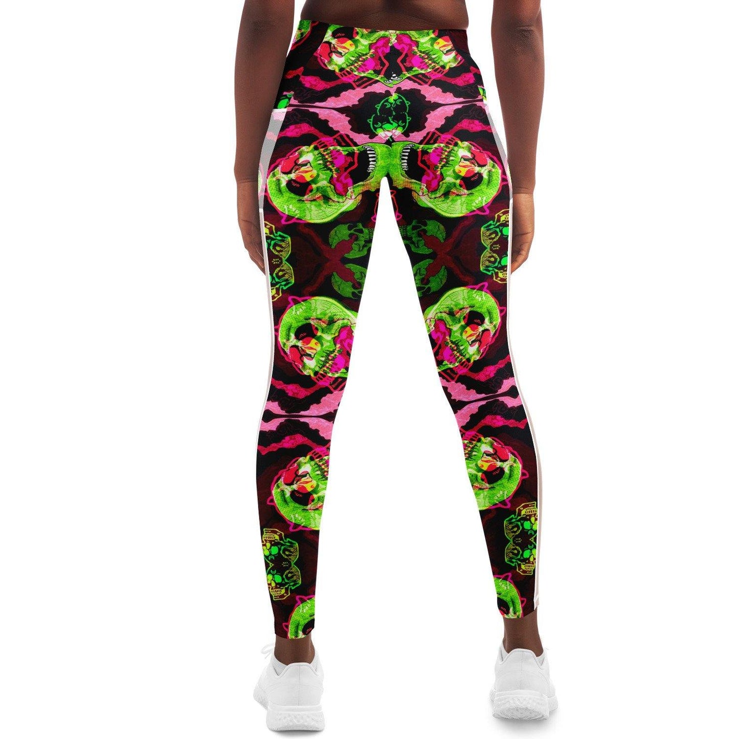 Colorful Trippy Skul Music Festival Pocket Leggins - OnlyClout