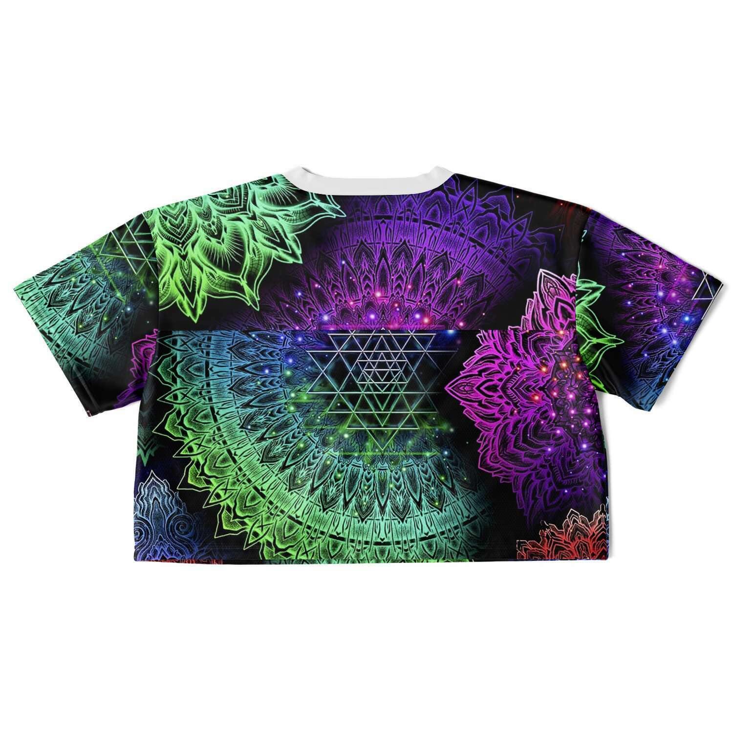  Illuminating Mandala Rave Cropped Football Jersey, [music festival clothing], [only clout], [onlyclout]