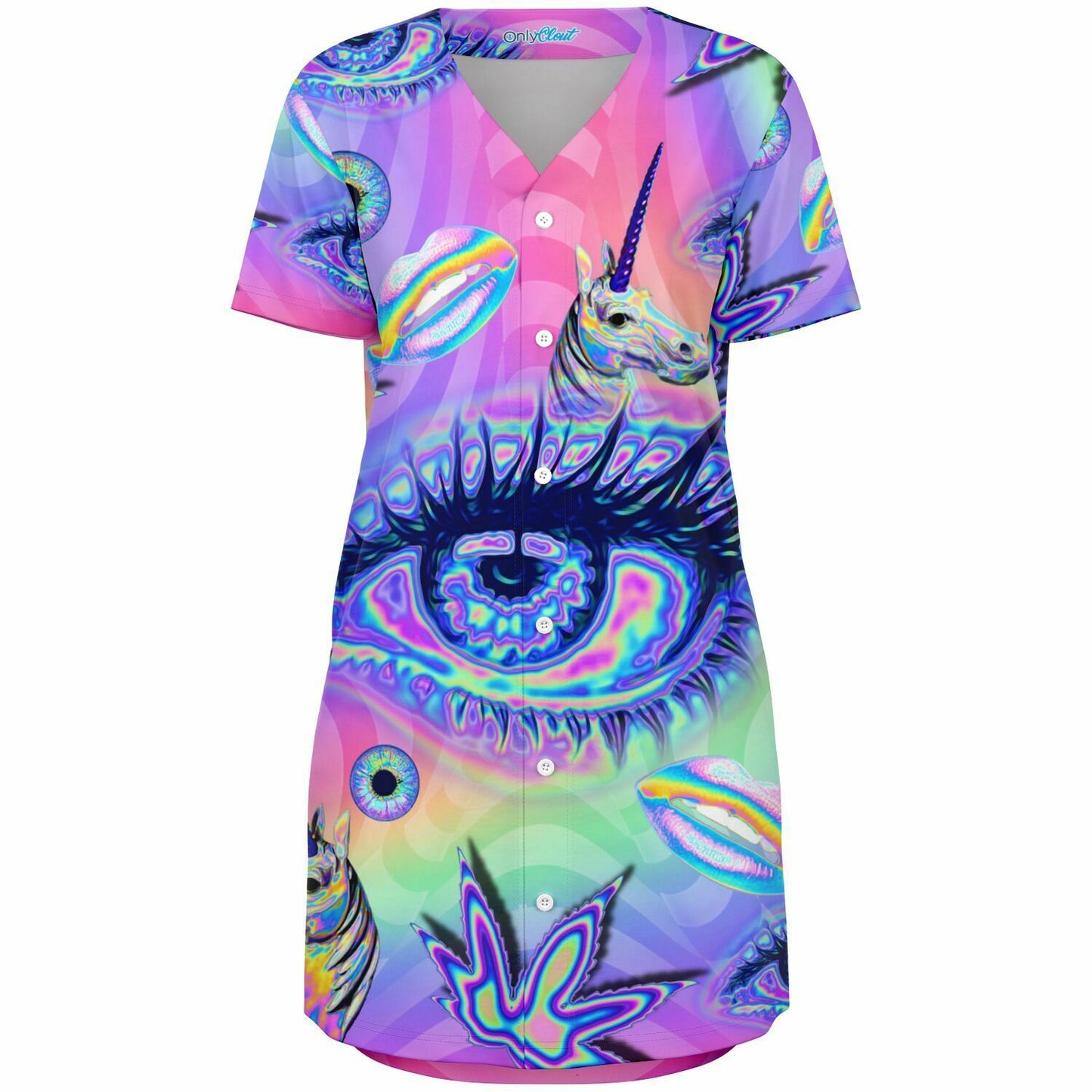 Holographic Vision Baseball Jersey Dress