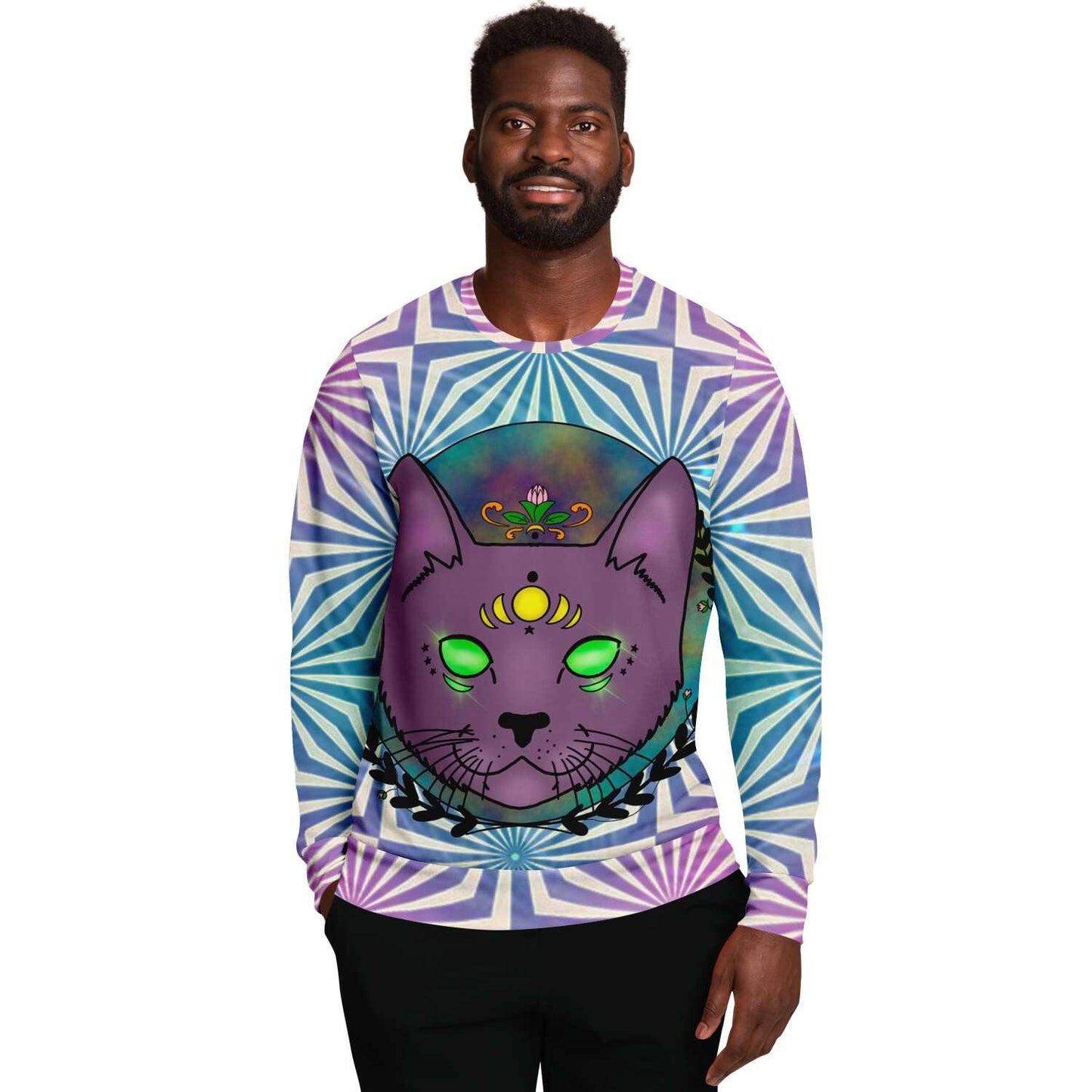  3rd Eye Cat Holographic Sweatshirt, [music festival clothing], [only clout], [onlyclout]