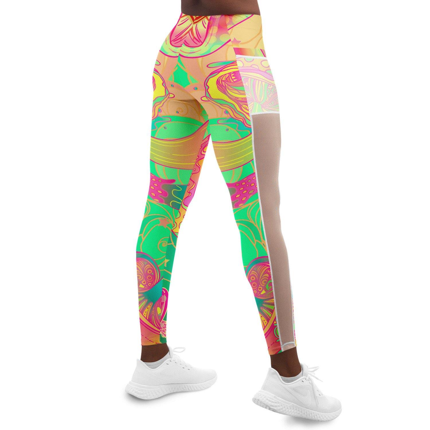 Mushroom Love Music Festival Pocket Leggins - OnlyClout