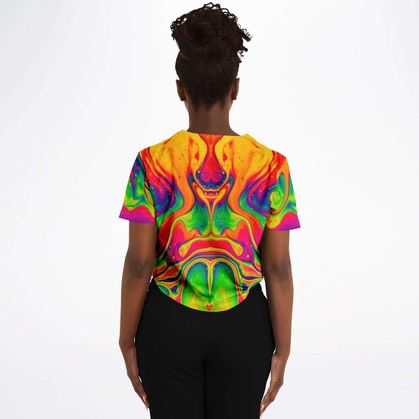  Trippy Cat Rave Cropped Baseball Jersey, [music festival clothing], [only clout], [onlyclout]