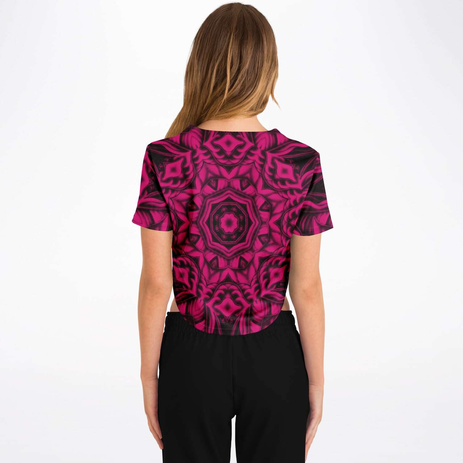  Pink Mandala Rave Cropped Baseball Jersey, [music festival clothing], [only clout], [onlyclout]