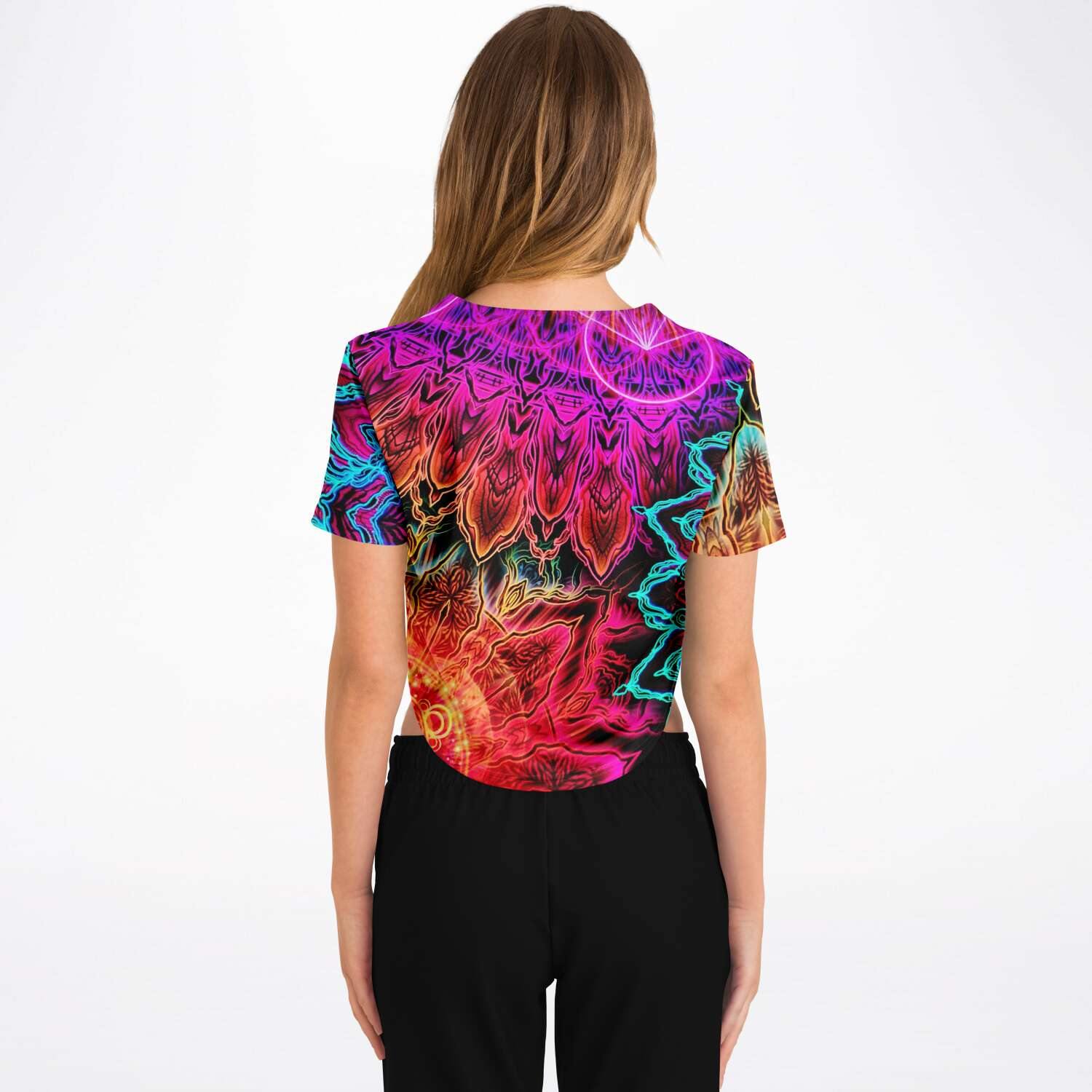  Color Mandala Rave Cropped Baseball Jersey, [music festival clothing], [only clout], [onlyclout]