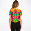 Trippy Cat Rave Cropped Baseball Jersey, [music festival clothing], [only clout], [onlyclout]