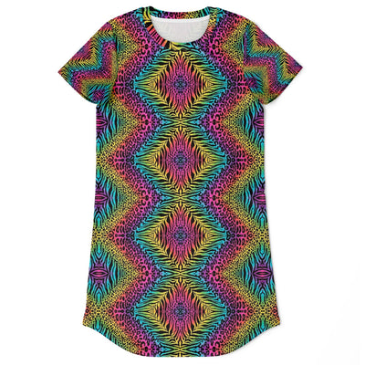 Trippy Zebras Texture T-Shirt Dress