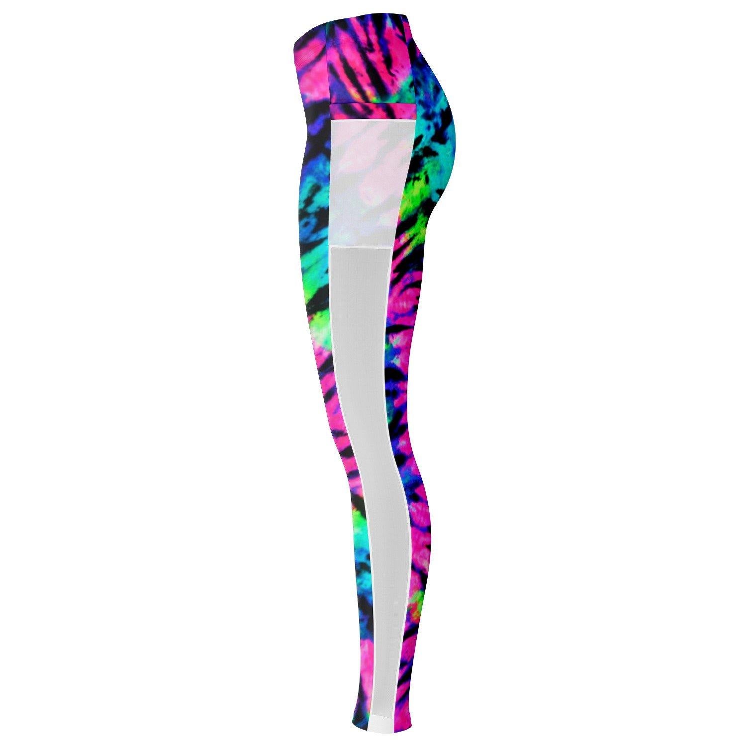 Neon Tie Dye Music Festival Poket Leggins - OnlyClout