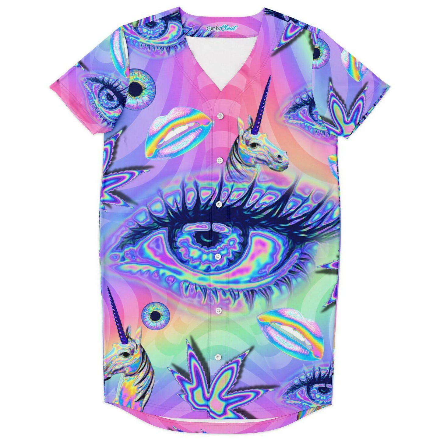 Holographic Vision Baseball Jersey Dress