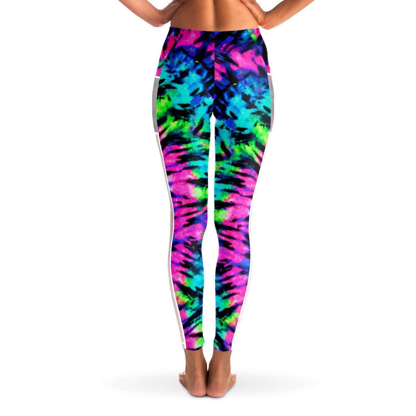 Neon Tie Dye Music Festival Poket Leggins - OnlyClout