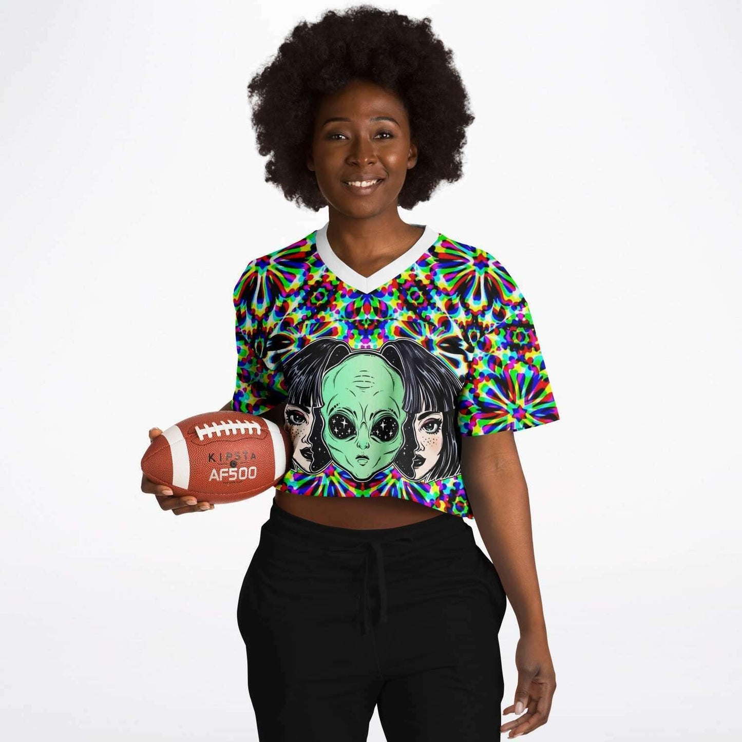  Yes I am Alien Rave Cropped Football Jersey, [music festival clothing], [only clout], [onlyclout]